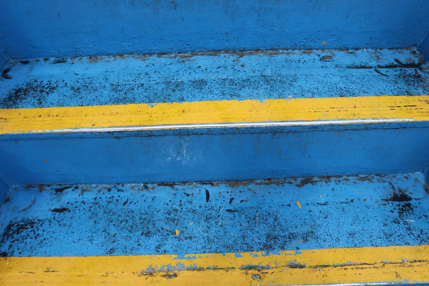 A blue painted stairway photo