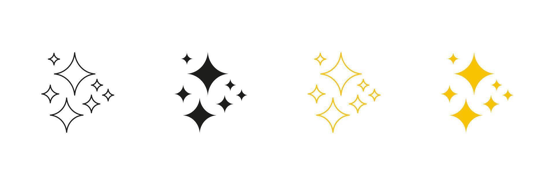 Star Sparkle Element Line And Solid Icon Set. Shining Burst And Twinkle Shape Symbol Collection. Isolated Illustration vector