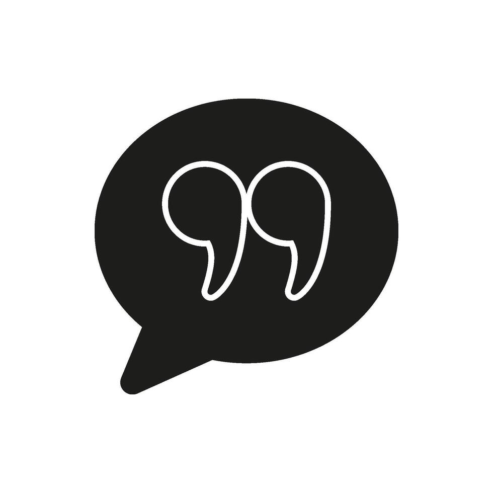 Quotation Speech Bubble Solid Icon. Communication, Dialogue, And Quotation Mark Silhouette Symbol. Messaging And Conversation. Isolated Illustration vector