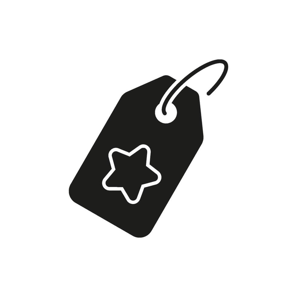 Price Tag With Star Symbol Solid Icon. Premium Product, Exclusive Offer, And Special Promotion Silhouette Symbol. Retail Marketing Concept. Isolated Illustration vector