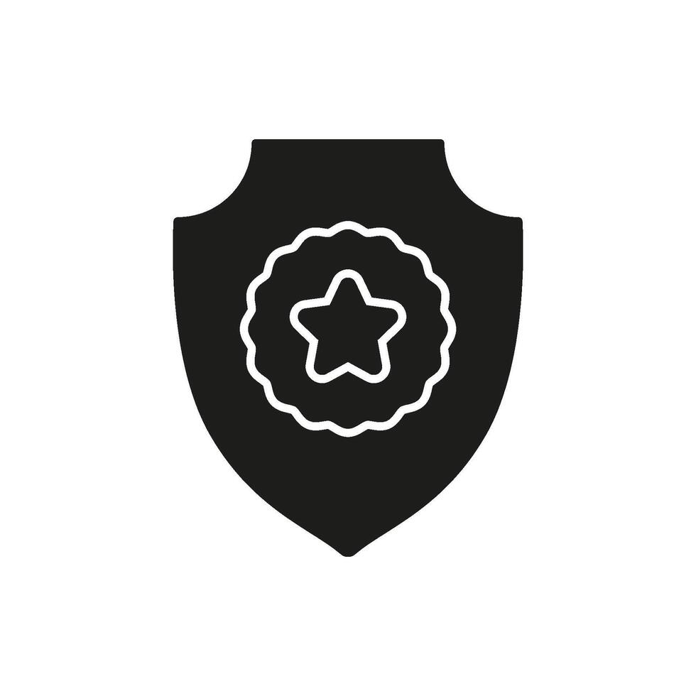 Shield With Star Emblem Solid Icon. Security Certification And Quality Assurance Silhouette Symbol. Protection And Trust Guarantee. Isolated Illustration vector