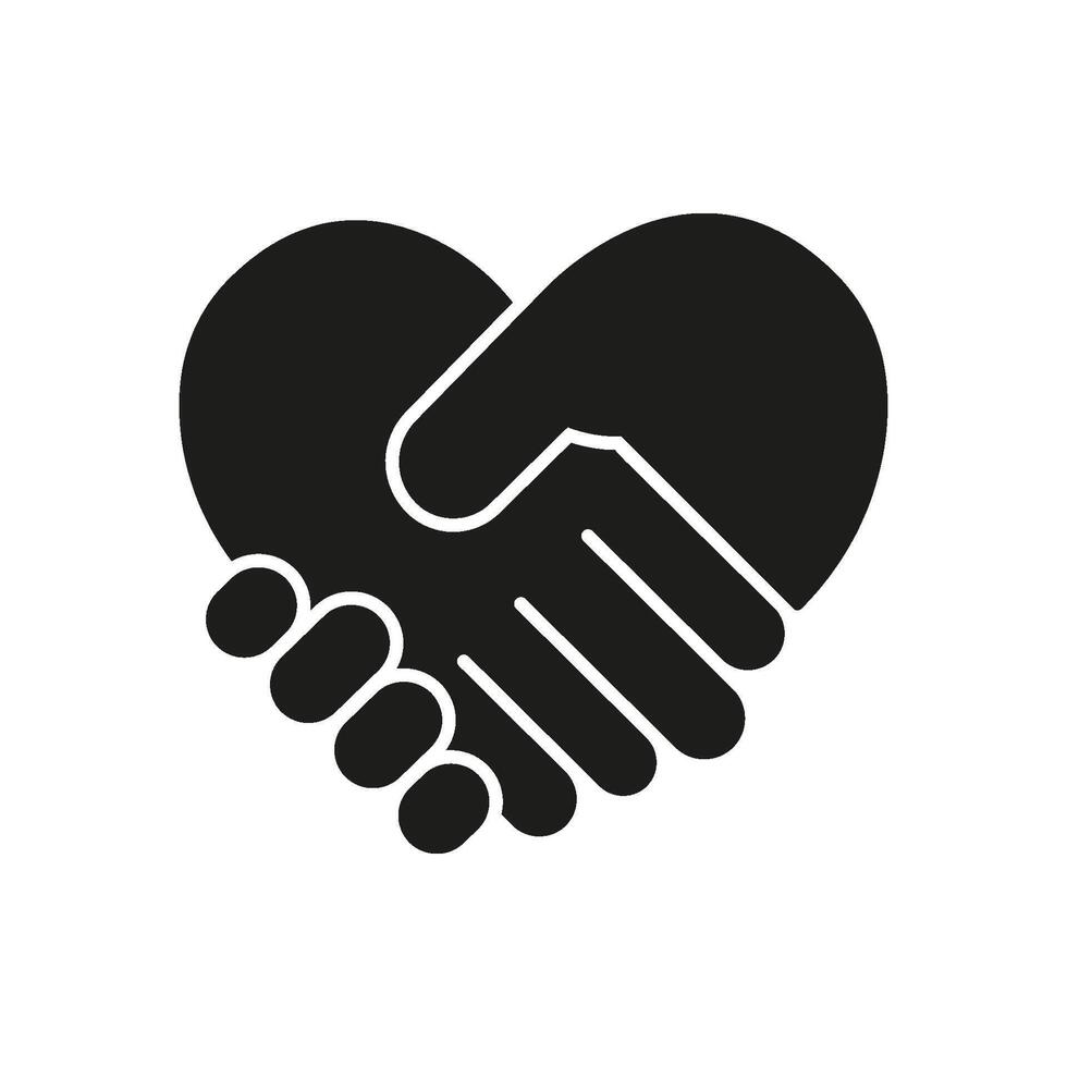 Heart Shaped Handshake Solid Icon. Partnership, Unity, And Love Symbol. Cooperation And Relationship Building. Isolated Illustration vector