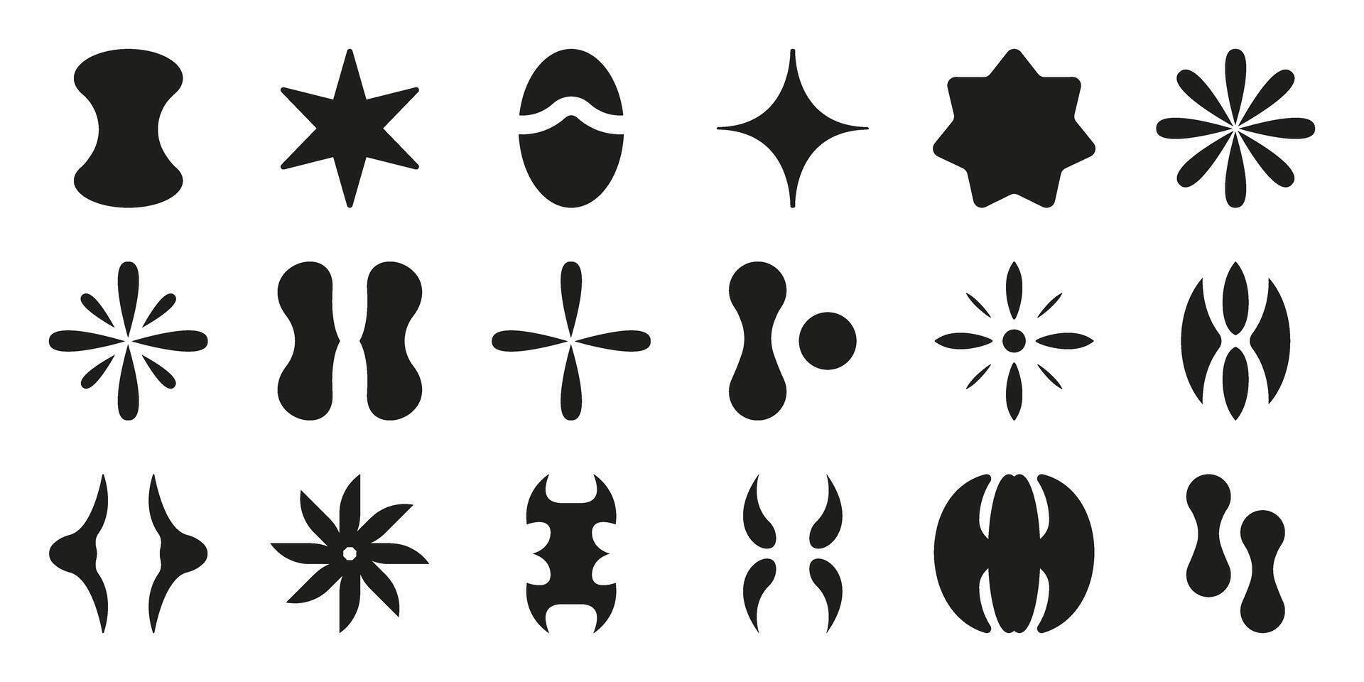 Abstract Geometric Shapes Solid Icon Set. Creative Design Elements And Pattern Silhouette Symbol Collection. Modern Art, Decoration, And Graphic Design. Isolated Illustration vector