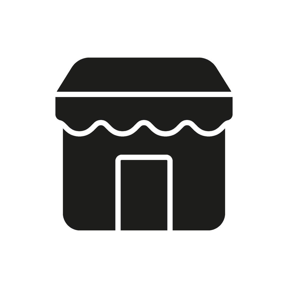 Small Storefront Solid Icon. Retail Business, Shopfront, And Marketplace Representation Silhouette Symbol. Local Store, Boutique, And Commerce Concept. Isolated Illustration vector