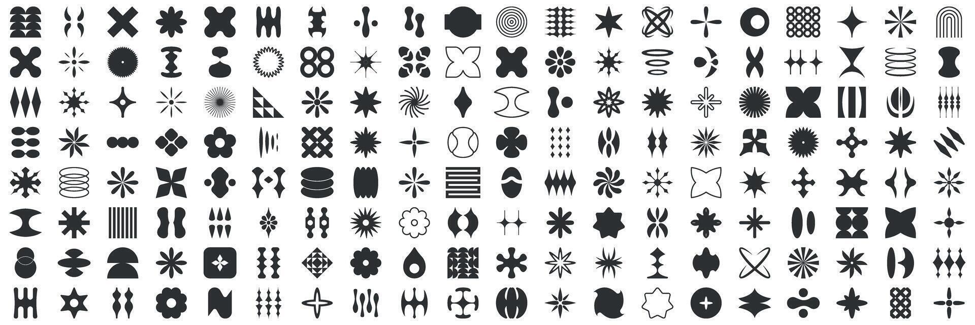 Decorative Pattern Geometric Design Elements Solid Icon Set. Decorative Pattern Geometric Design Elements Silhouette Symbol Collection. Isolated Illustration vector