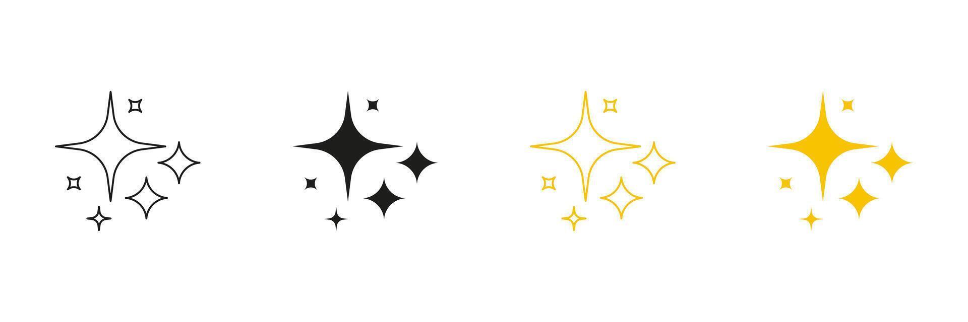 Star And Sparkle Line And Solid Icon Set. Shining And Glittering Object Symbol Collection. Isolated Illustration vector