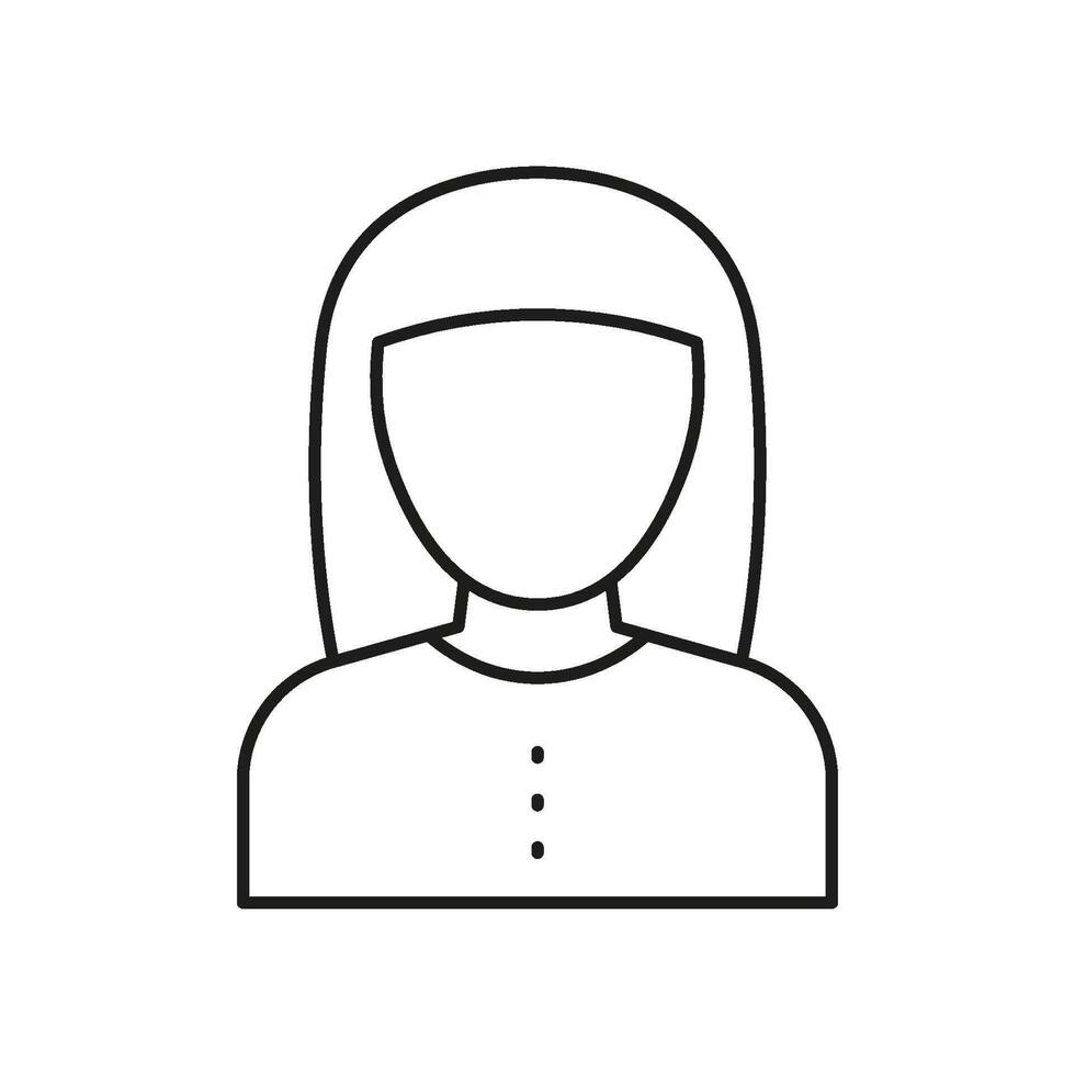 Female Avatar Line Icon. User Profile, Account Representation, And Identity Outline Symbol. Social Media And Networking. Editable Stroke. Isolated Illustration vector