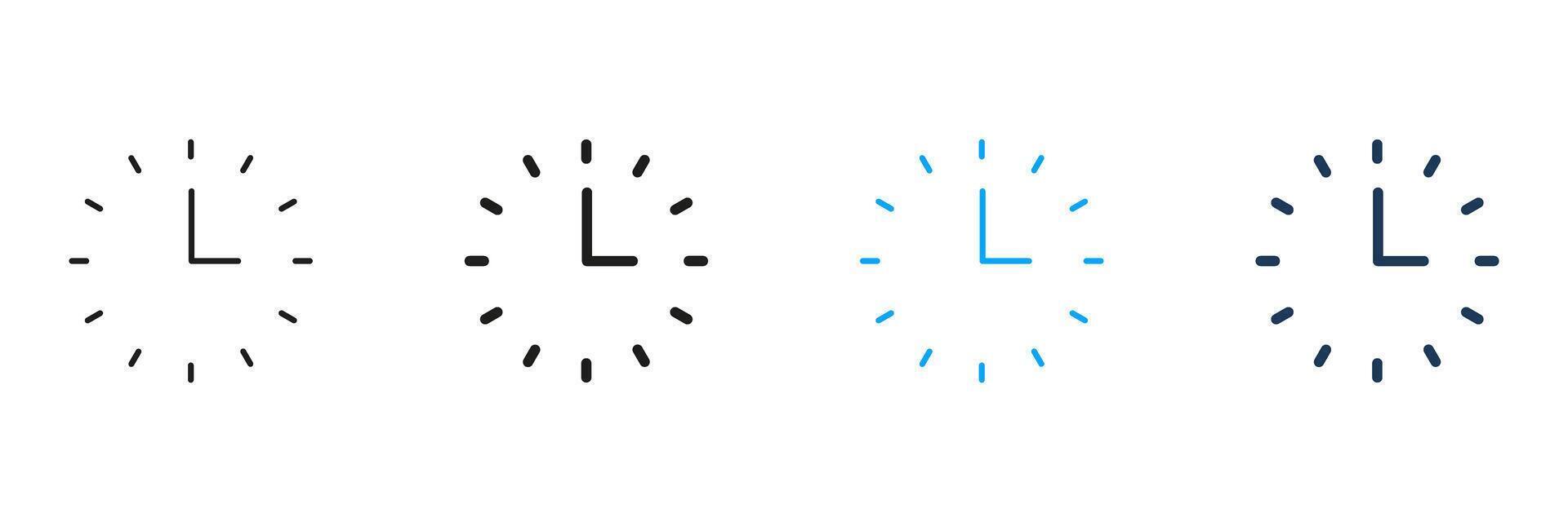 Clock Face Line And Solid Icon Set. Time Management And Scheduling Symbol Collection. Minimalist Design For Efficiency And Organization. Isolated Illustration vector