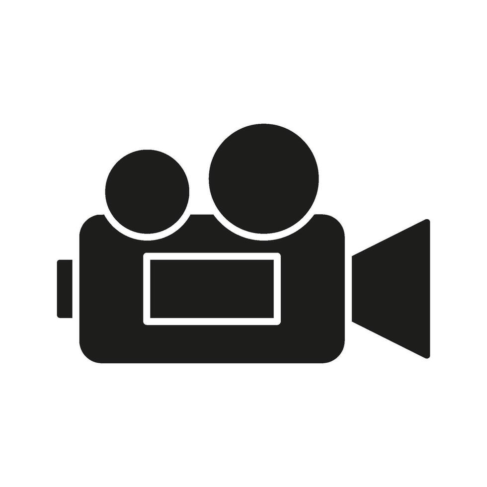 Camera Solid Icon. Filmmaking, Production, And Cinematography Silhouette Symbol. Media And Entertainment Industry. Isolated Illustration vector