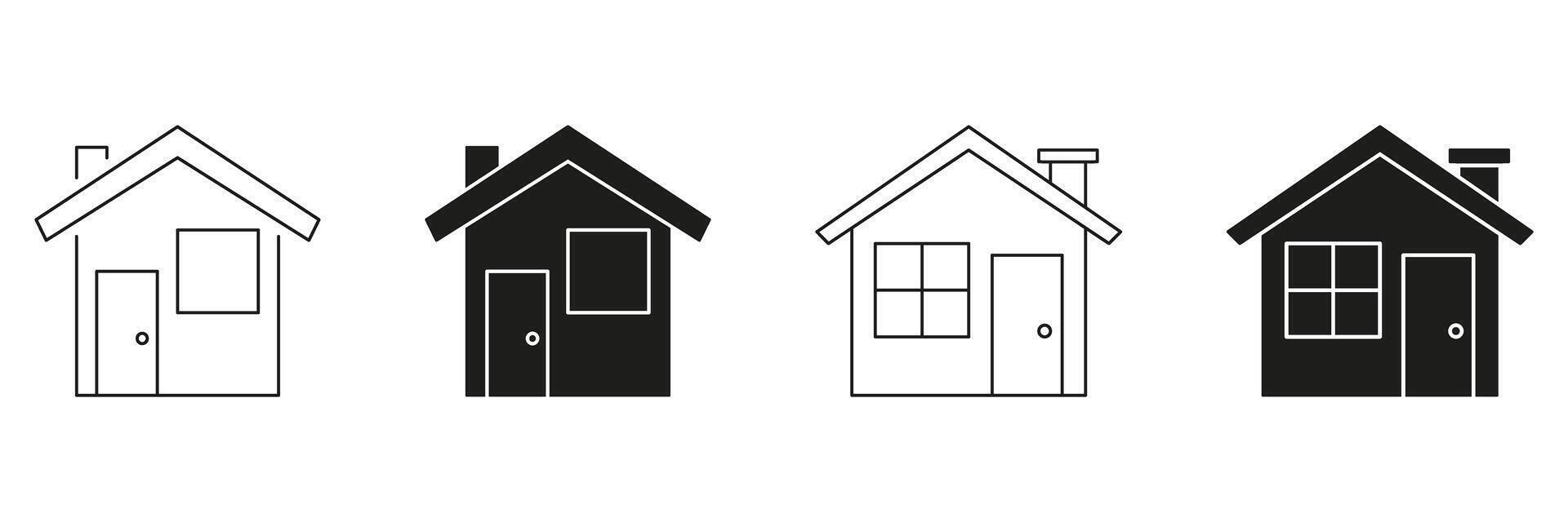 House Line And Solid Icon Set. Residential Building, Home Architecture, Real Estate Symbol Collection. Simple And Modern Design Elements. Isolated Illustration vector