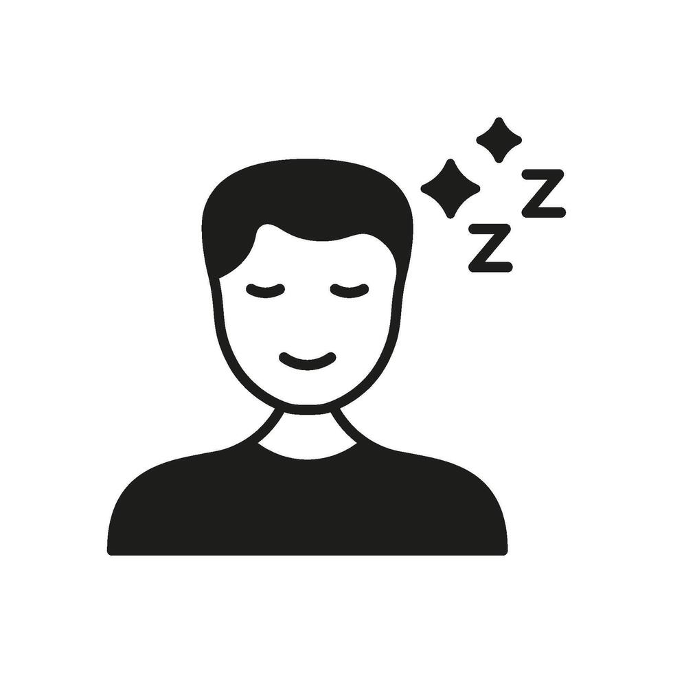 Sleeping Person With Zzz Solid Icon. Rest, Relaxation, And Sleep Silhouette Symbol. Peaceful Slumber And Nighttime Illustration. Isolated Illustration vector