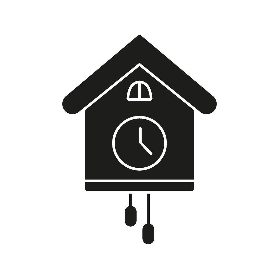 Cuckoo Clock Solid Icon. Traditional Timekeeping, Home Decor, And Vintage Style Silhouette Symbol. Classic Wall Clock Design. Isolated Illustration vector