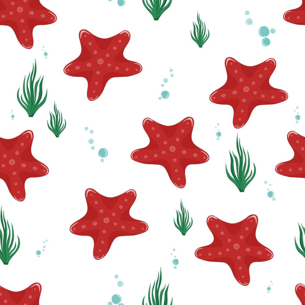 red starfish pattern on white vector