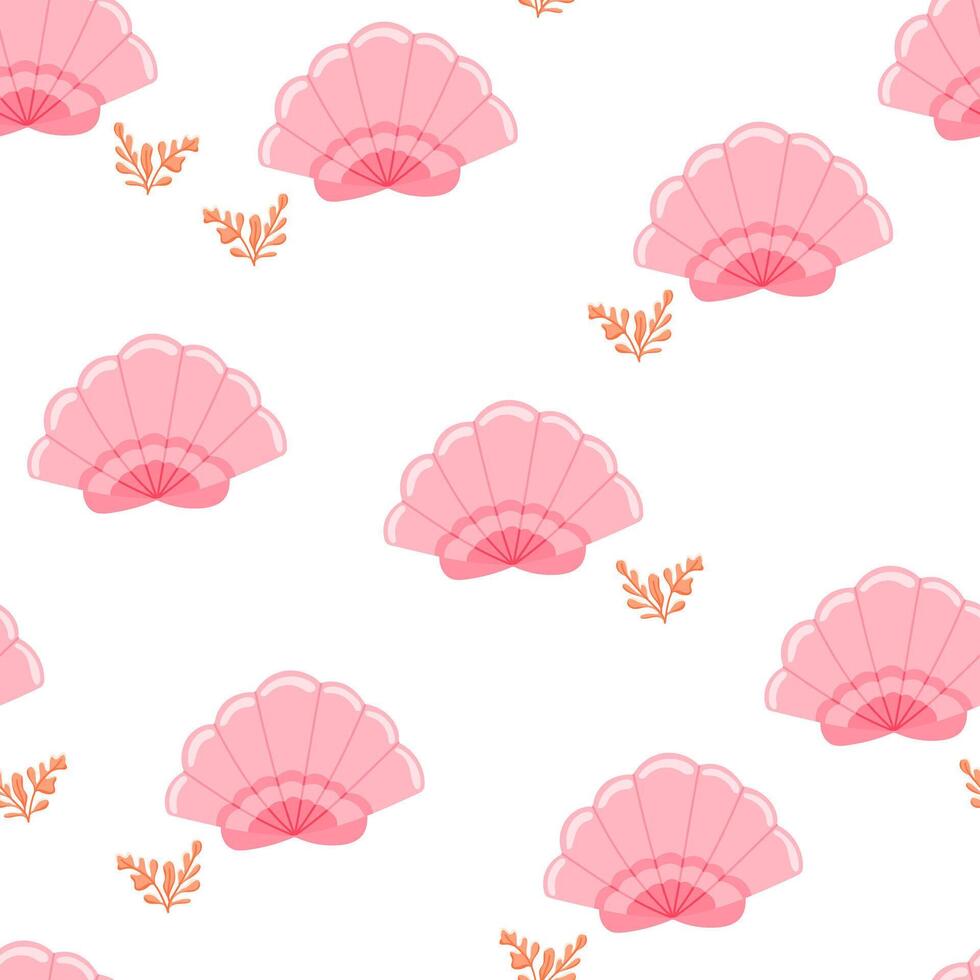 Pink shell pattern with orange accents vector