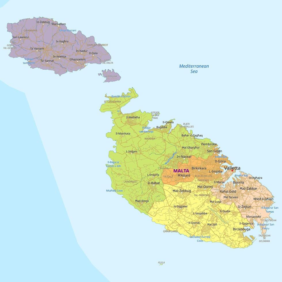 Map of Malta and Gozo vector
