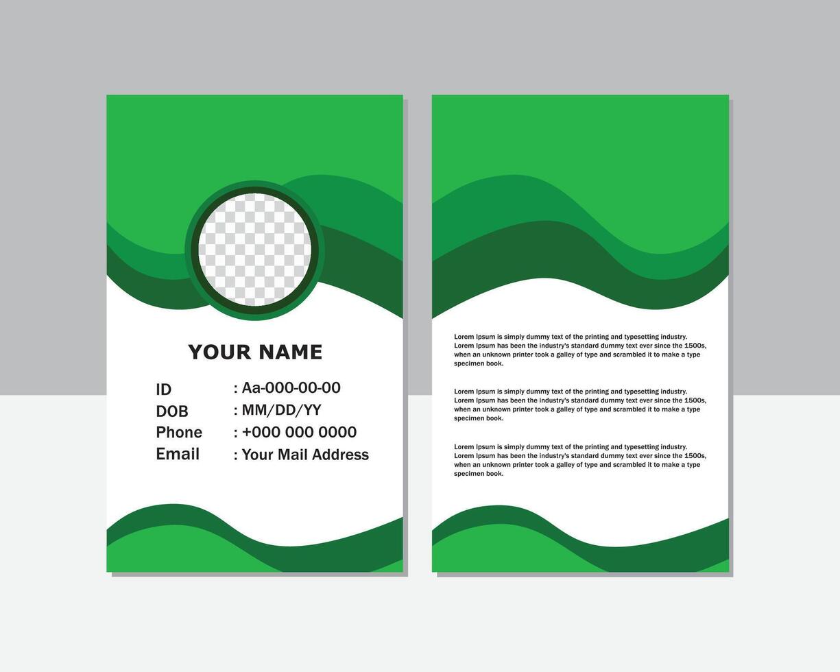 ID Card Design green color vector