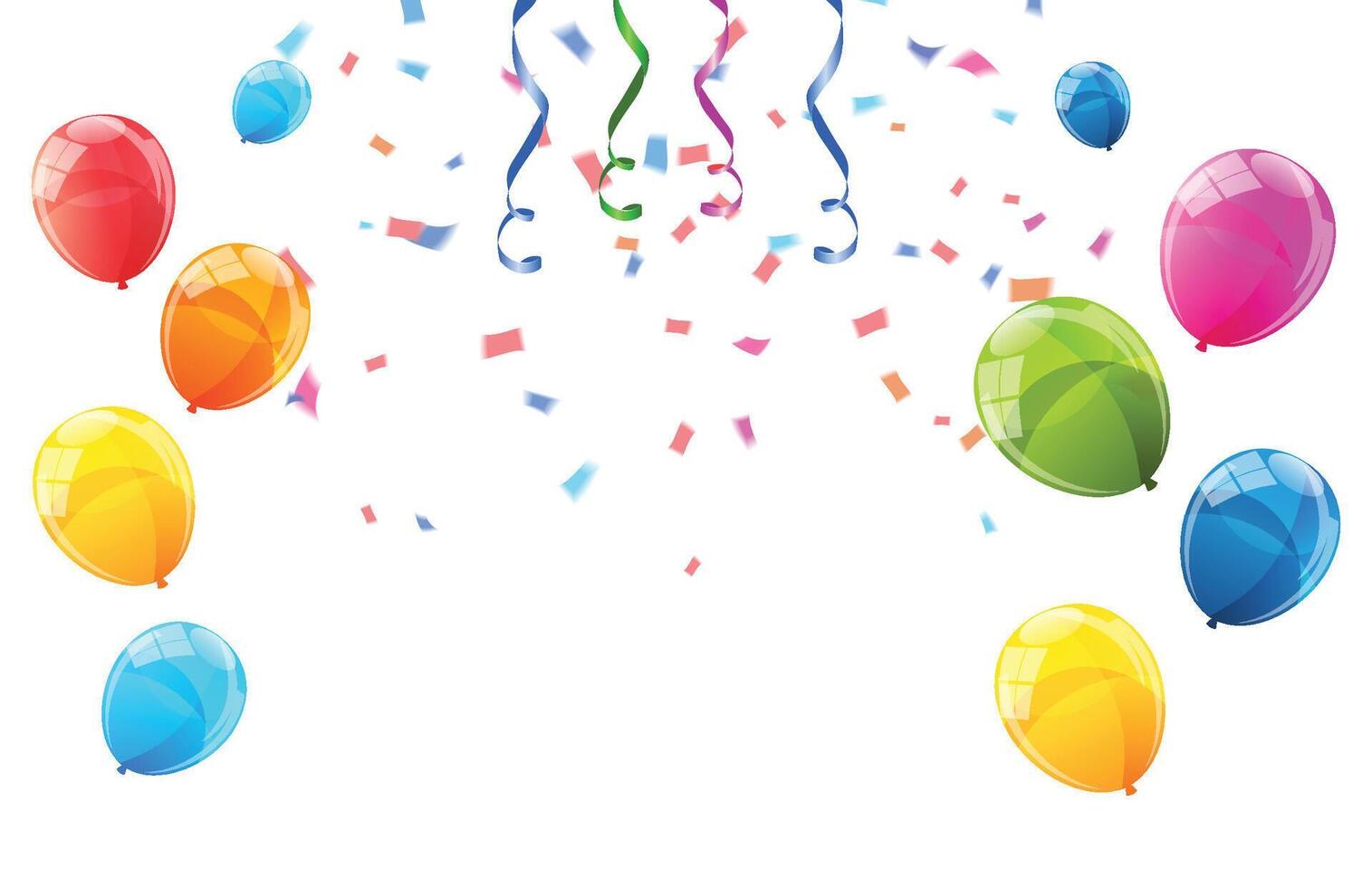 Colorful balloons with confetti vector