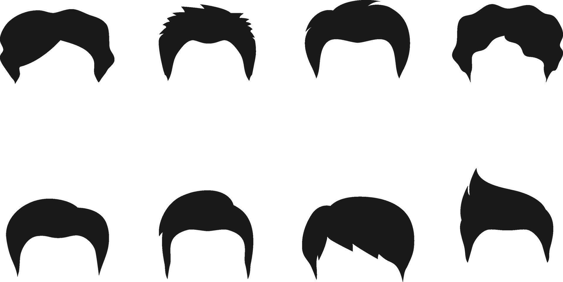 Mens hair silhouettes set. Hipster or retro gentleman style. vector