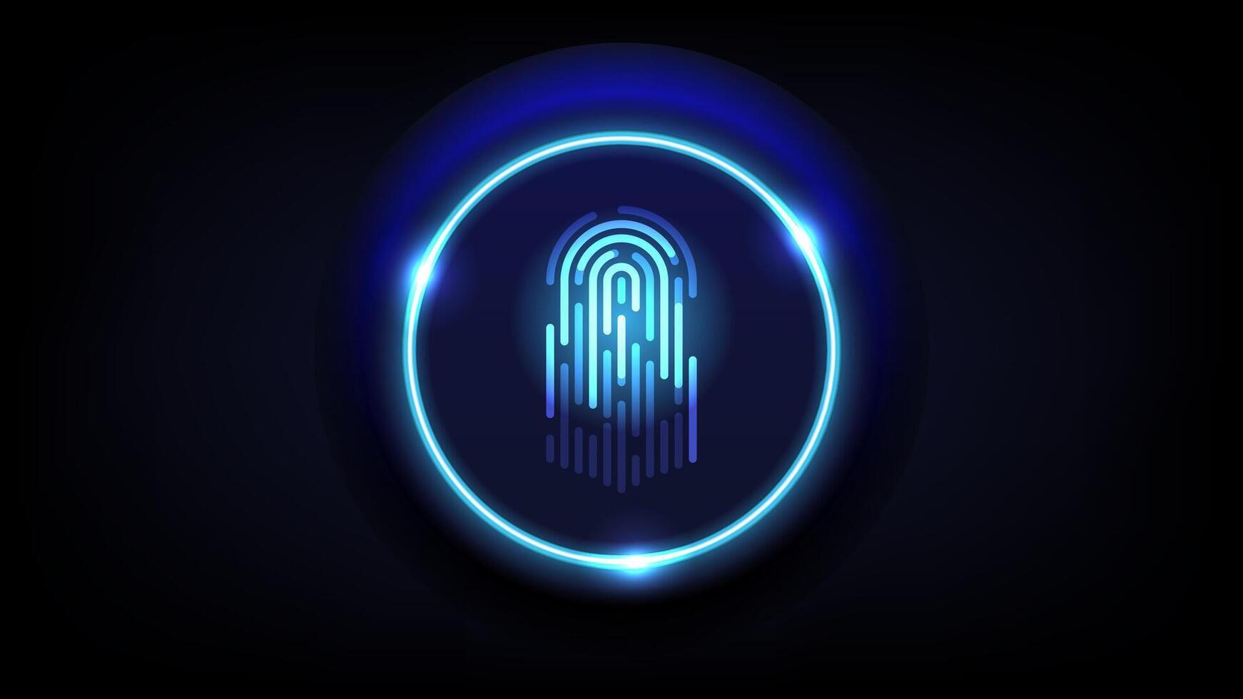 Digital fingerprint icon with blue glow vector