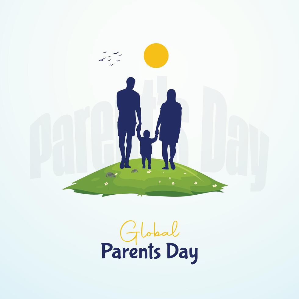 Global Parents day social media post template. Parents day banner design. Suitable for Poster, Banners, mobile apps, campaign and greeting card. vector