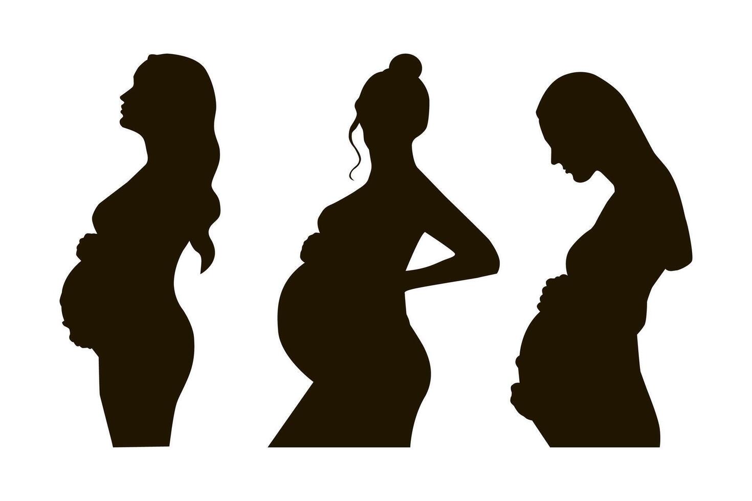 Silhouette of pregnant women. Isolated on white vector