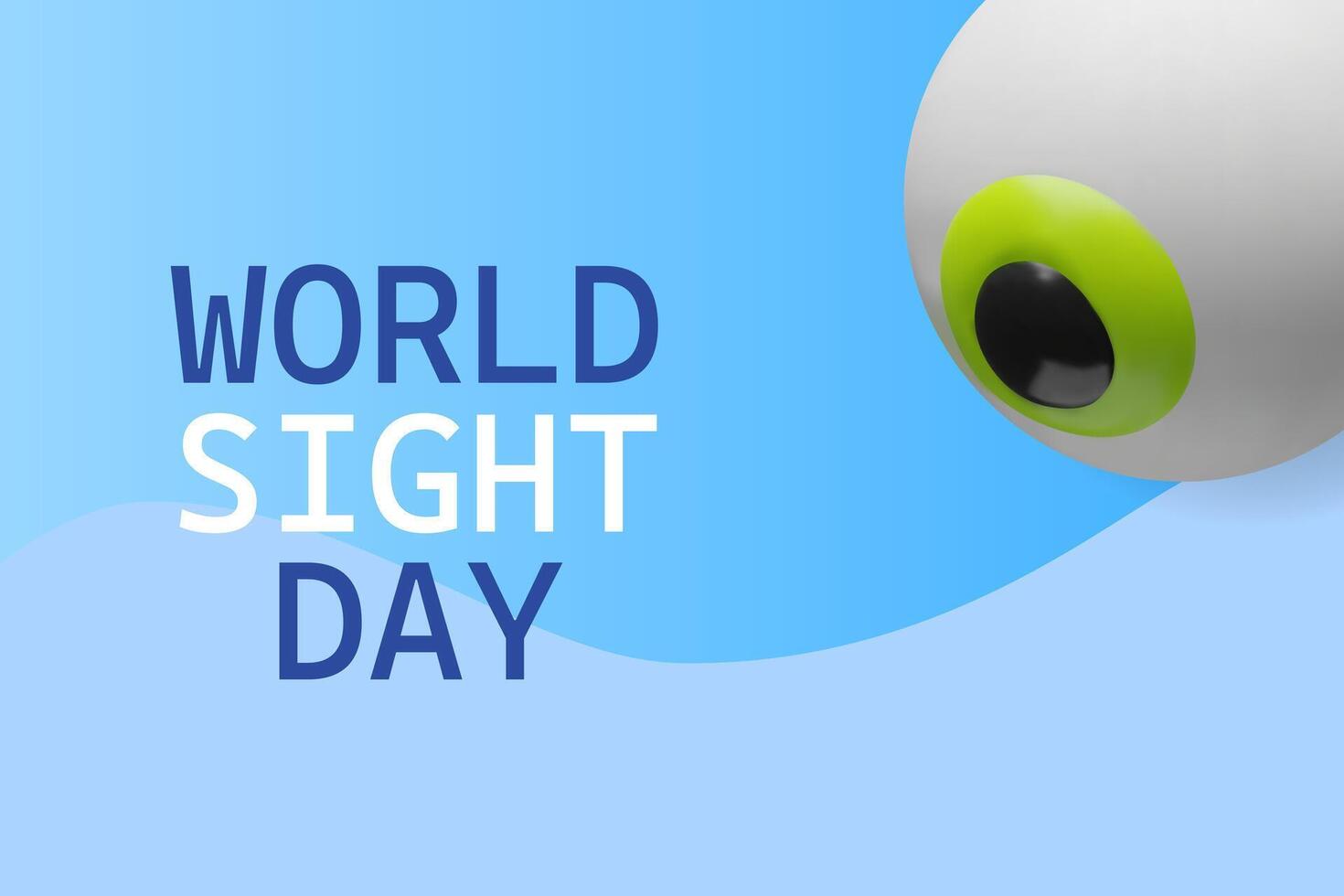 A modern 3D illustration to World Sight Day. The design eyeball with a green iris, symbolizing vision, eye health, global awareness. Medical banners, educational posters, healthcare campaigns vector