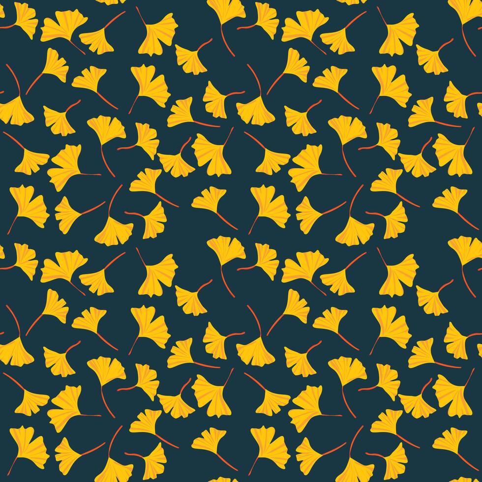 Elegant Ginkgo Leaf Seamless Pattern with Natural Botanical Aesthetic vector