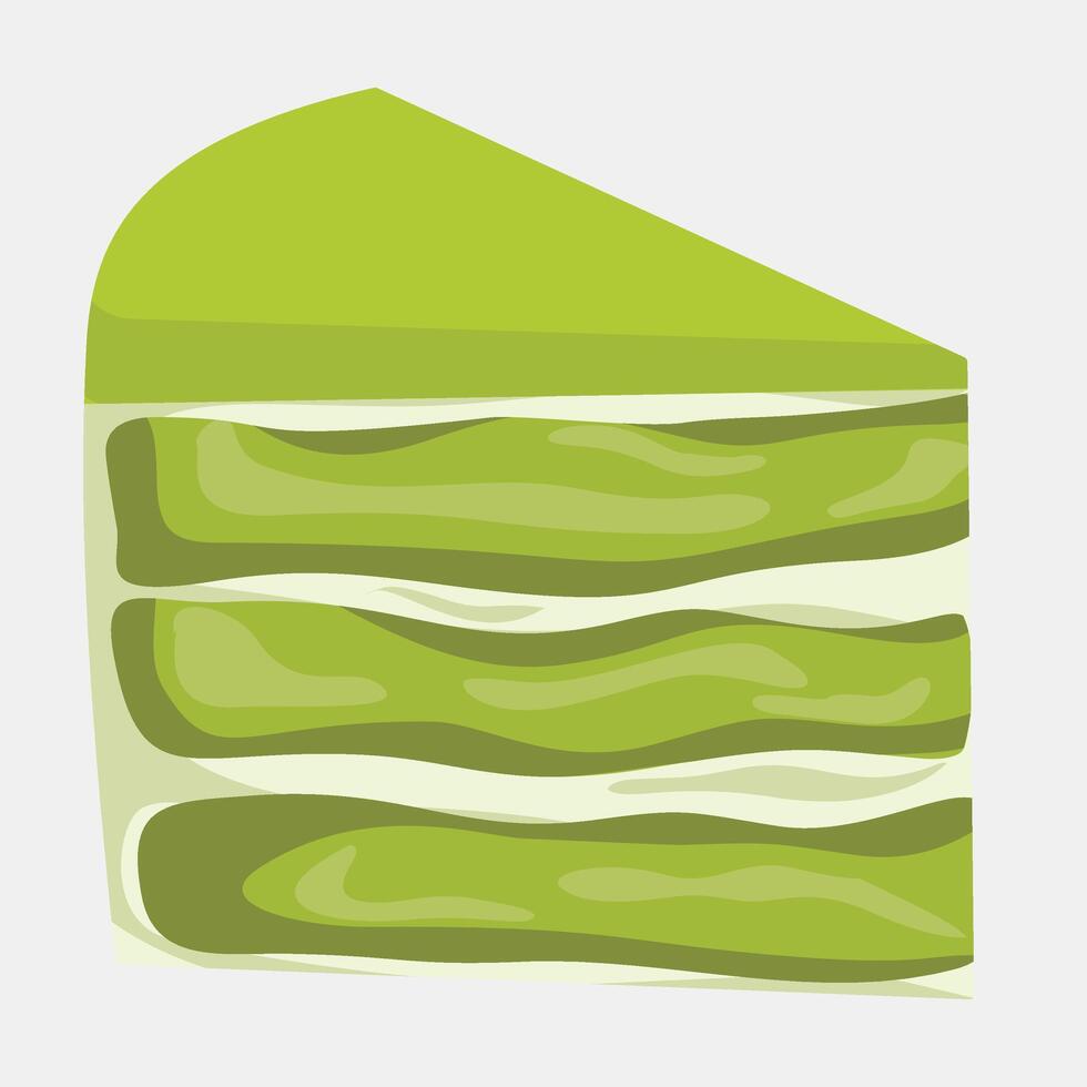 Layered Soft Matcha Cake with Creamy Texture and Elegant Slice Style vector