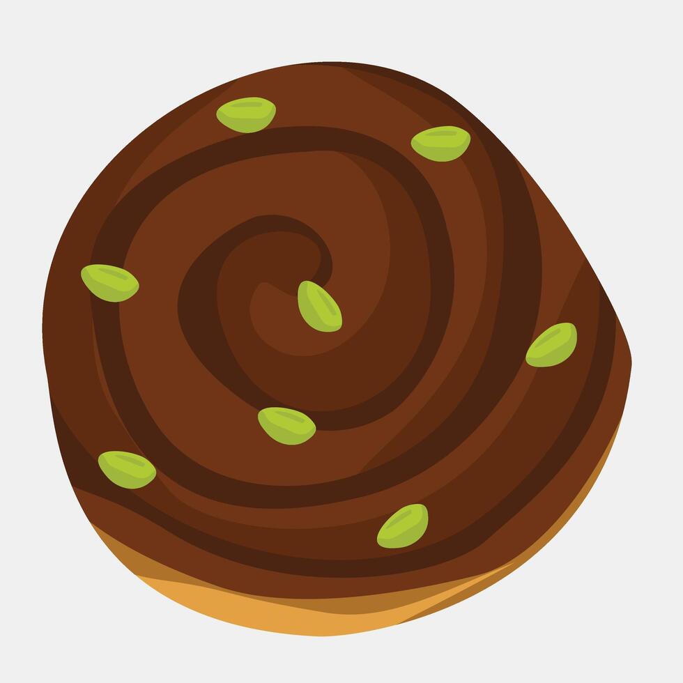 Pistachio Cinnabon Roll with Creamy Glaze and Crunchy Topping vector
