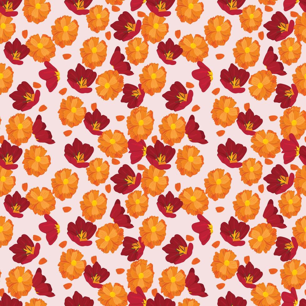 Seamless Summer Floral Pattern with Red Peonies for Fabric and Wallpaper vector