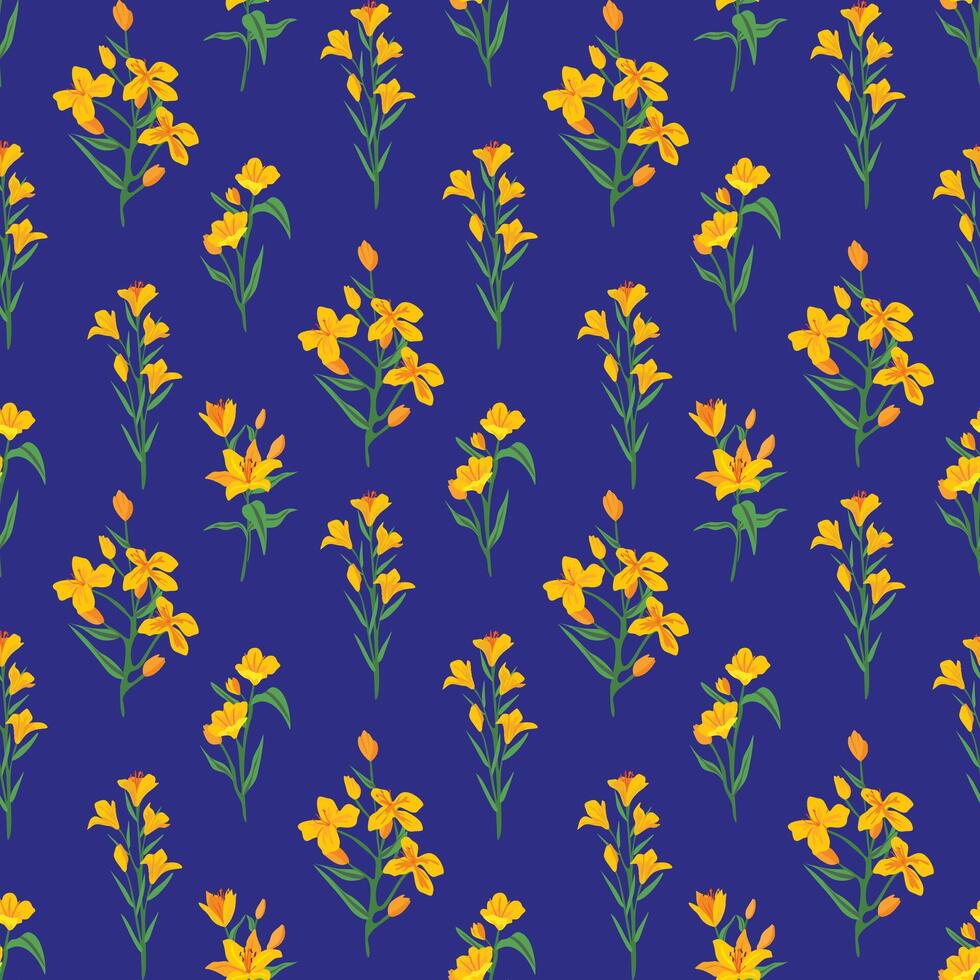 Seamless Yellow Flower Pattern with Bright Summer Floral Energy vector