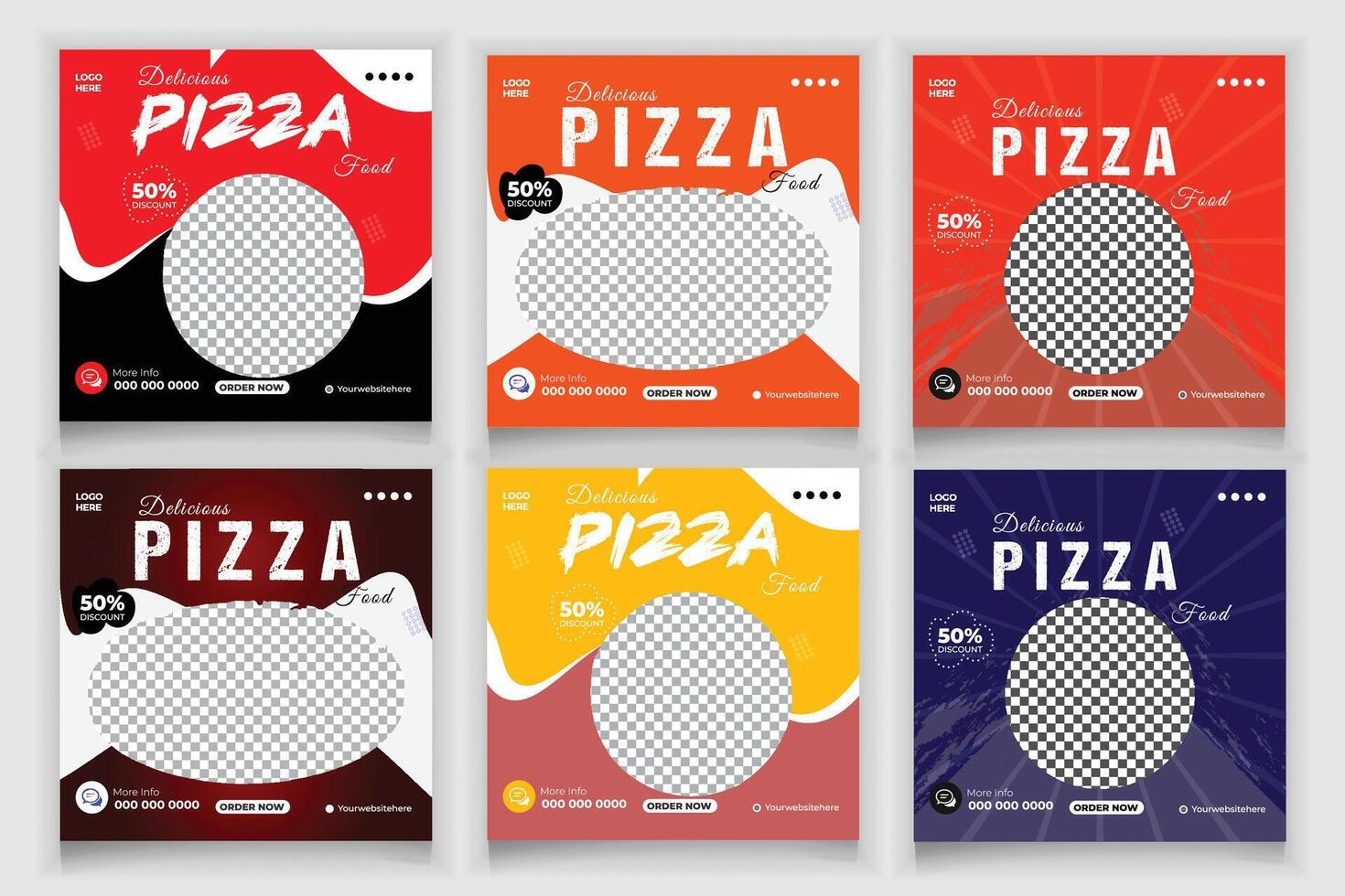 Bundle Pizza Social Media Post Template Design vector