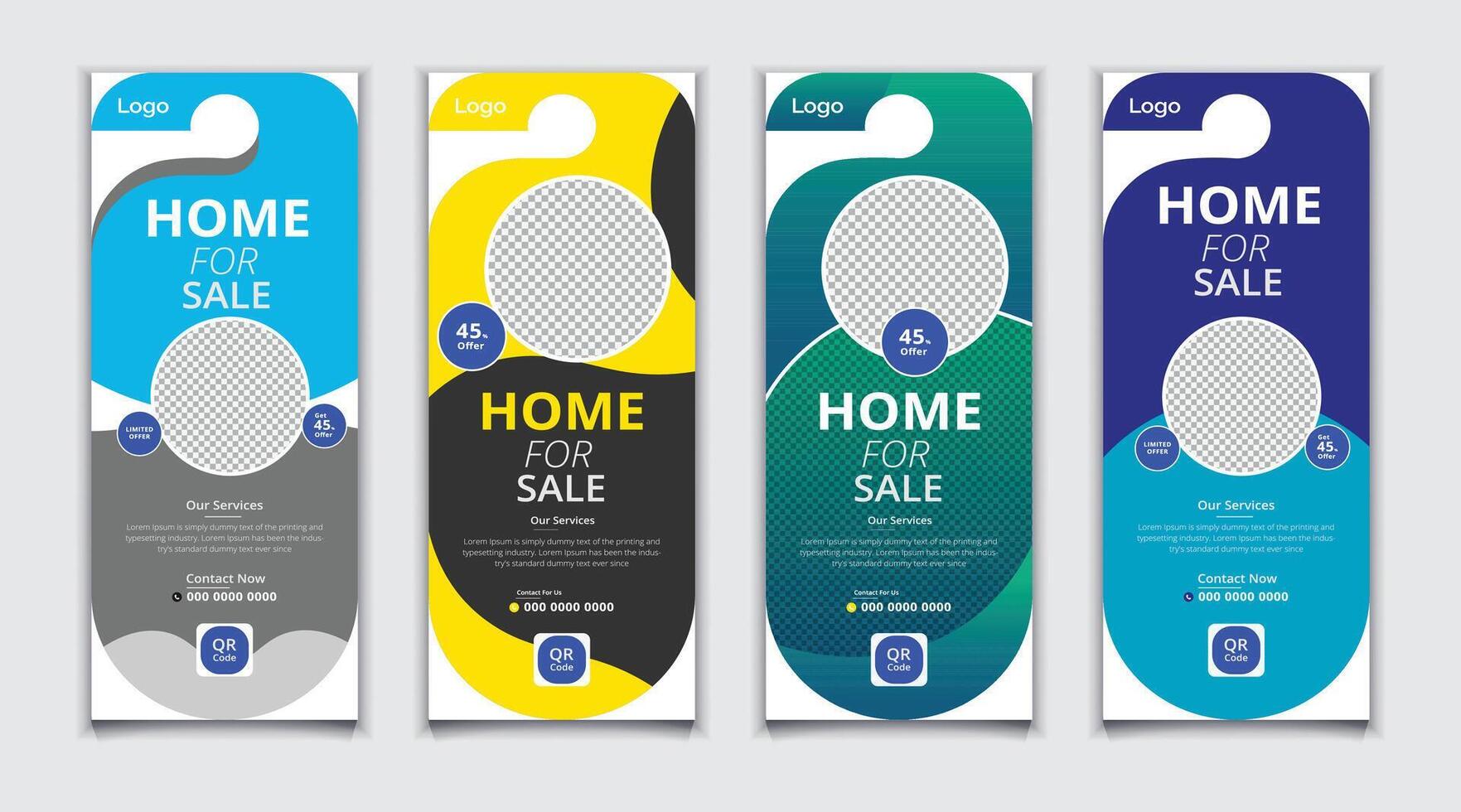 Bundle Home for Sale Door Hanger Design Template vector