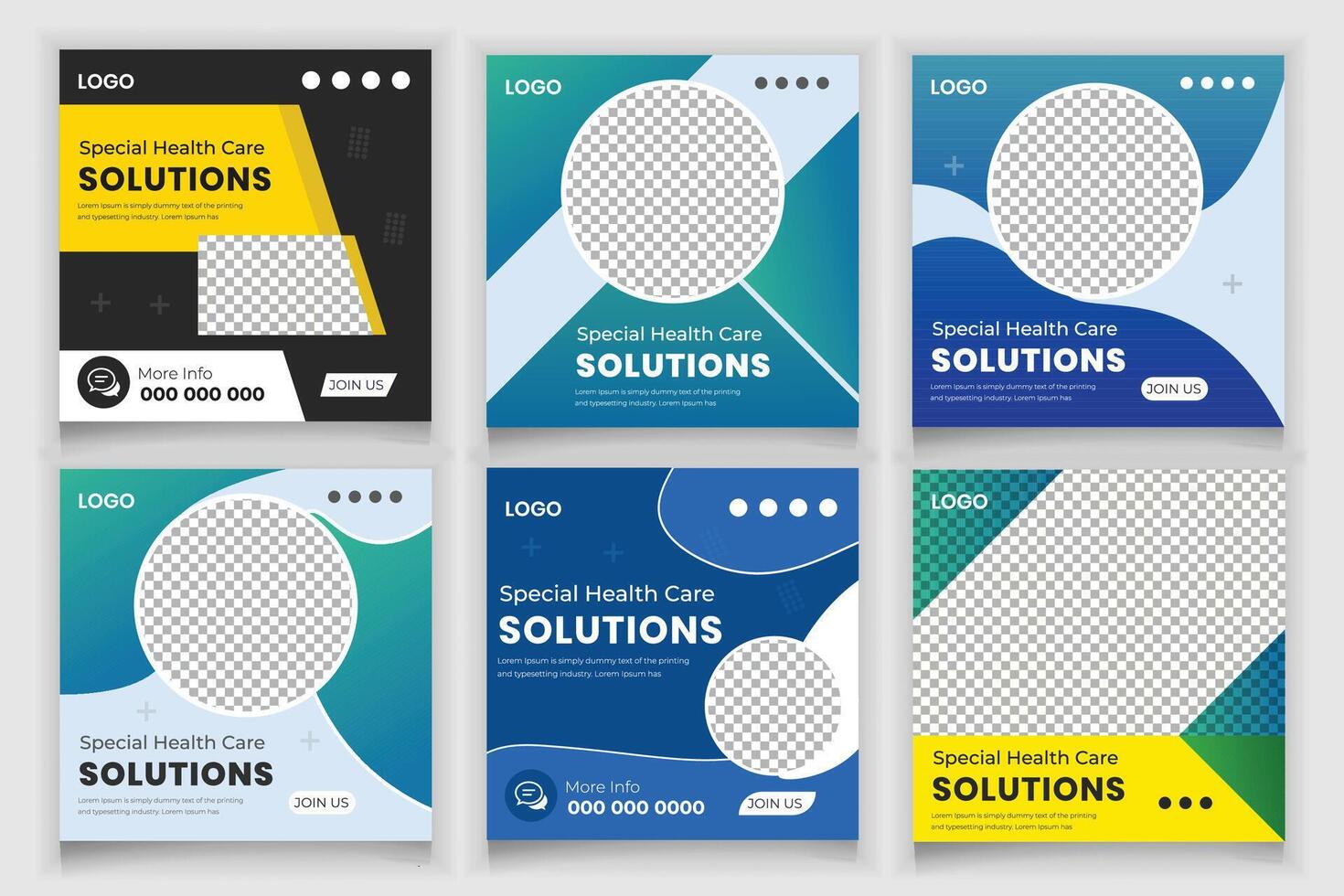 Bundle Medical Social Media Post Banner Template Design vector
