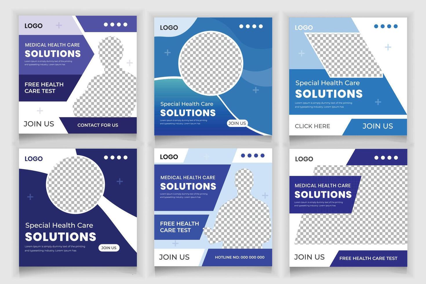Bundle Medical Social Media Post Template Design vector