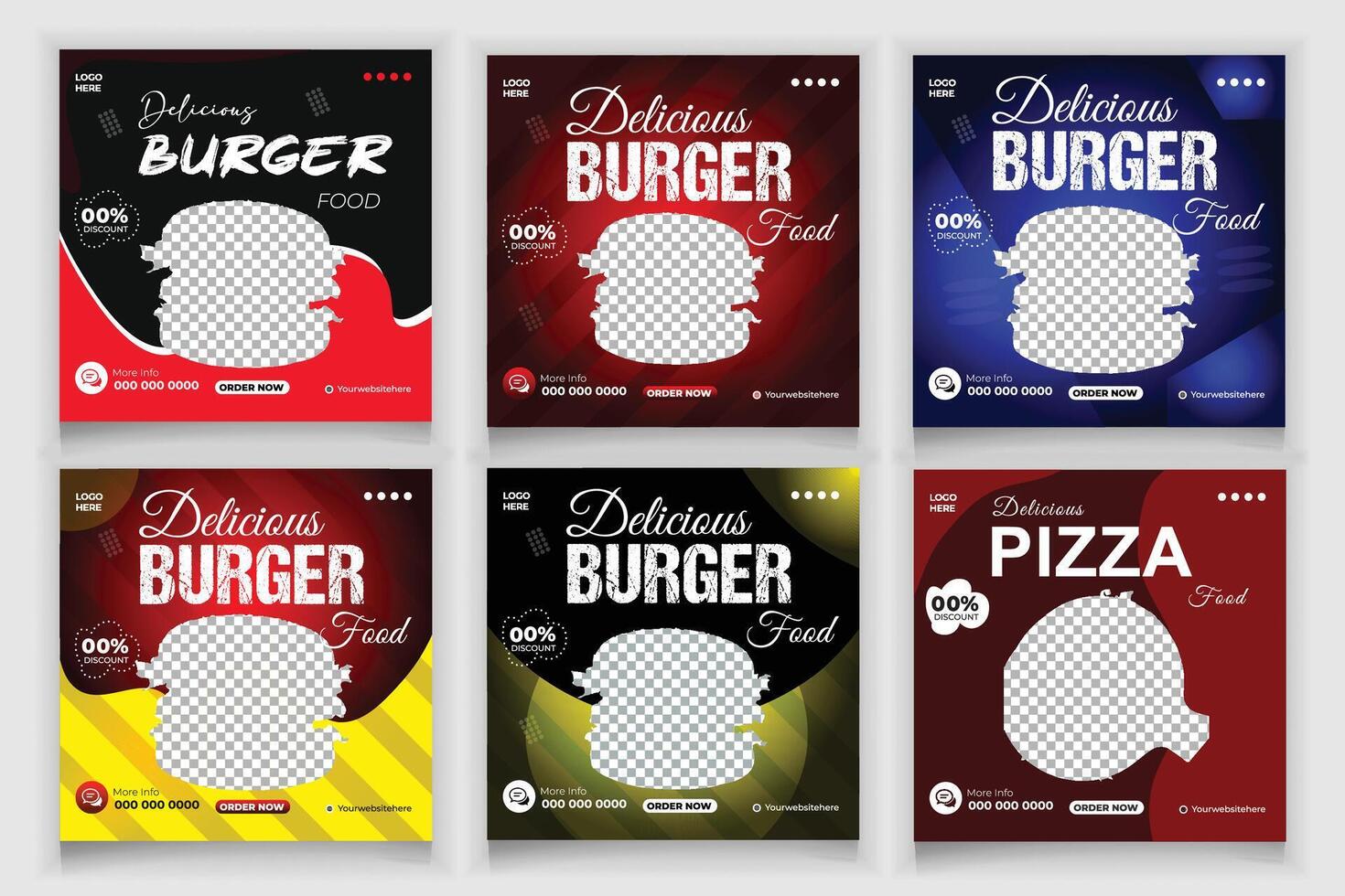 Bundle Burger Social Media Post Template Design vector