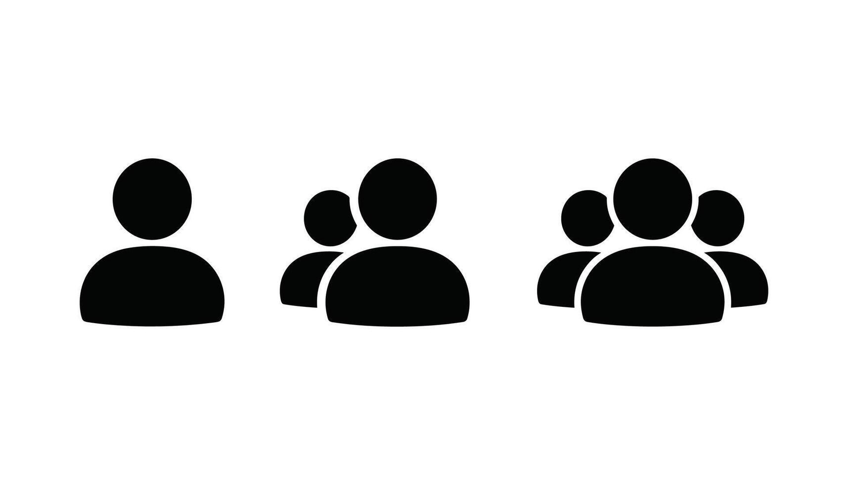 User and Group Icons Set Black Silhouette People Symbols on White Background. vector