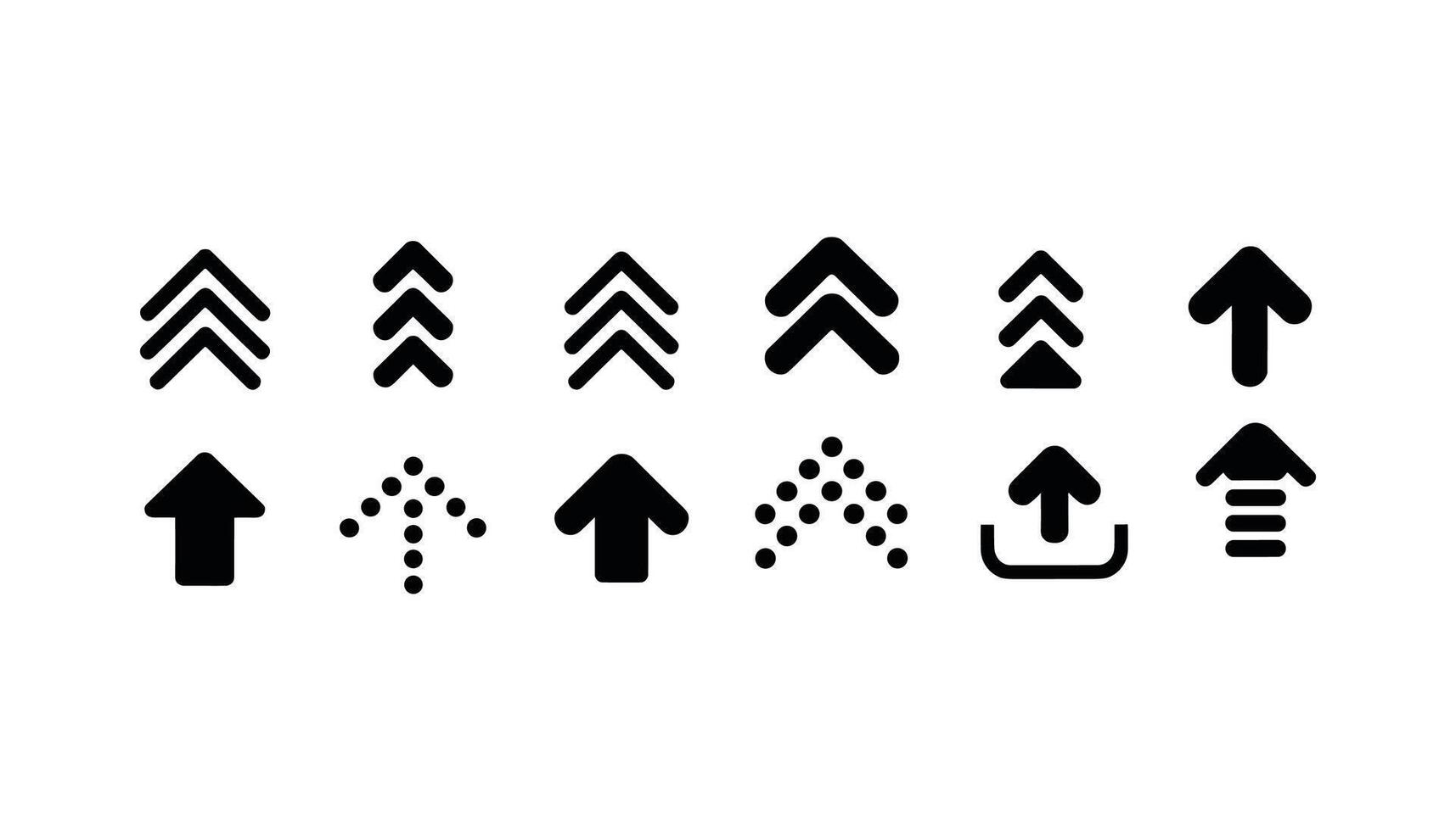 Upward Arrow Icon Set Bold Black Directional Symbols Collection. vector