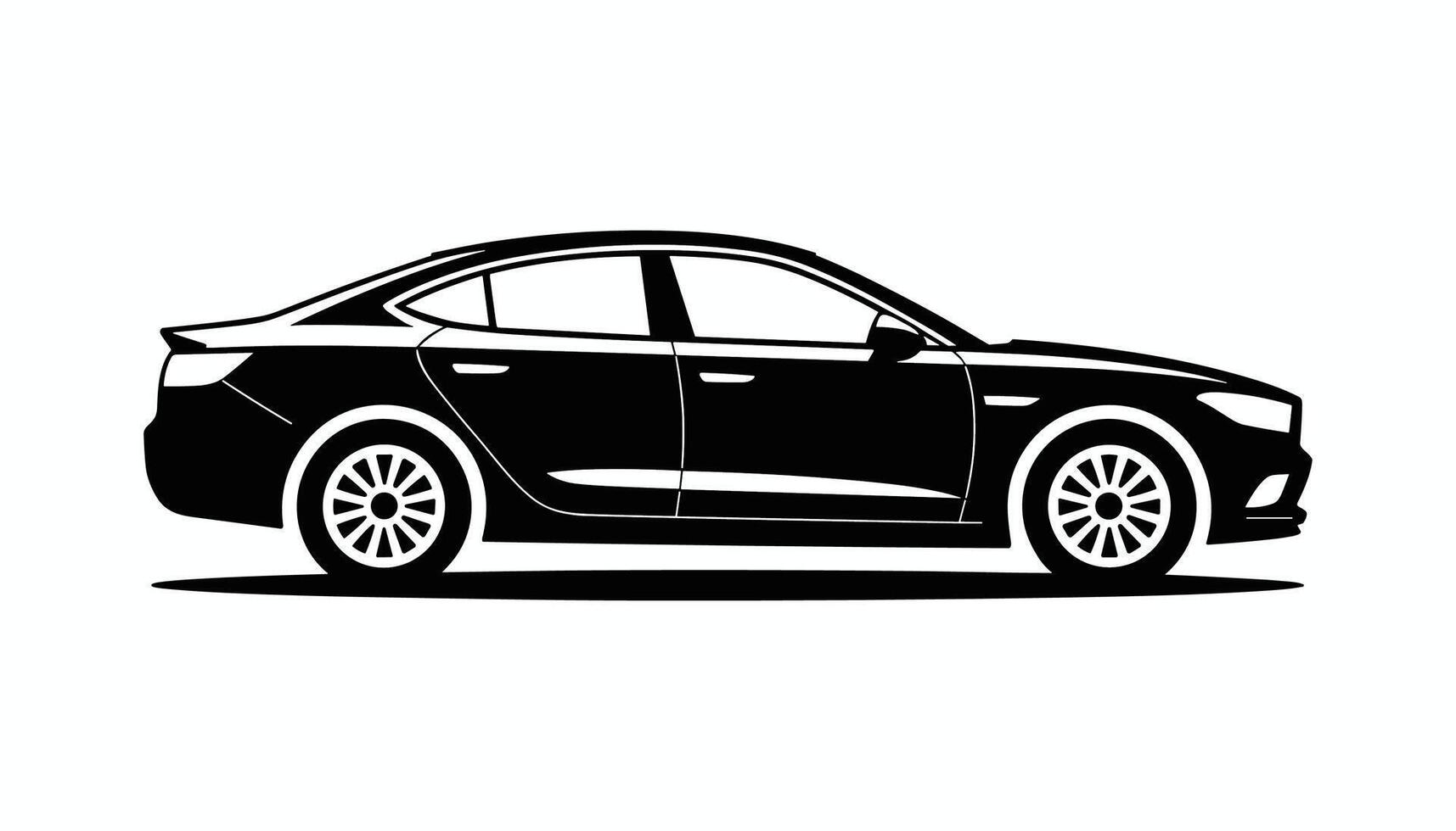 Black Silhouette of Modern Sedan Car Side View Illustration vector