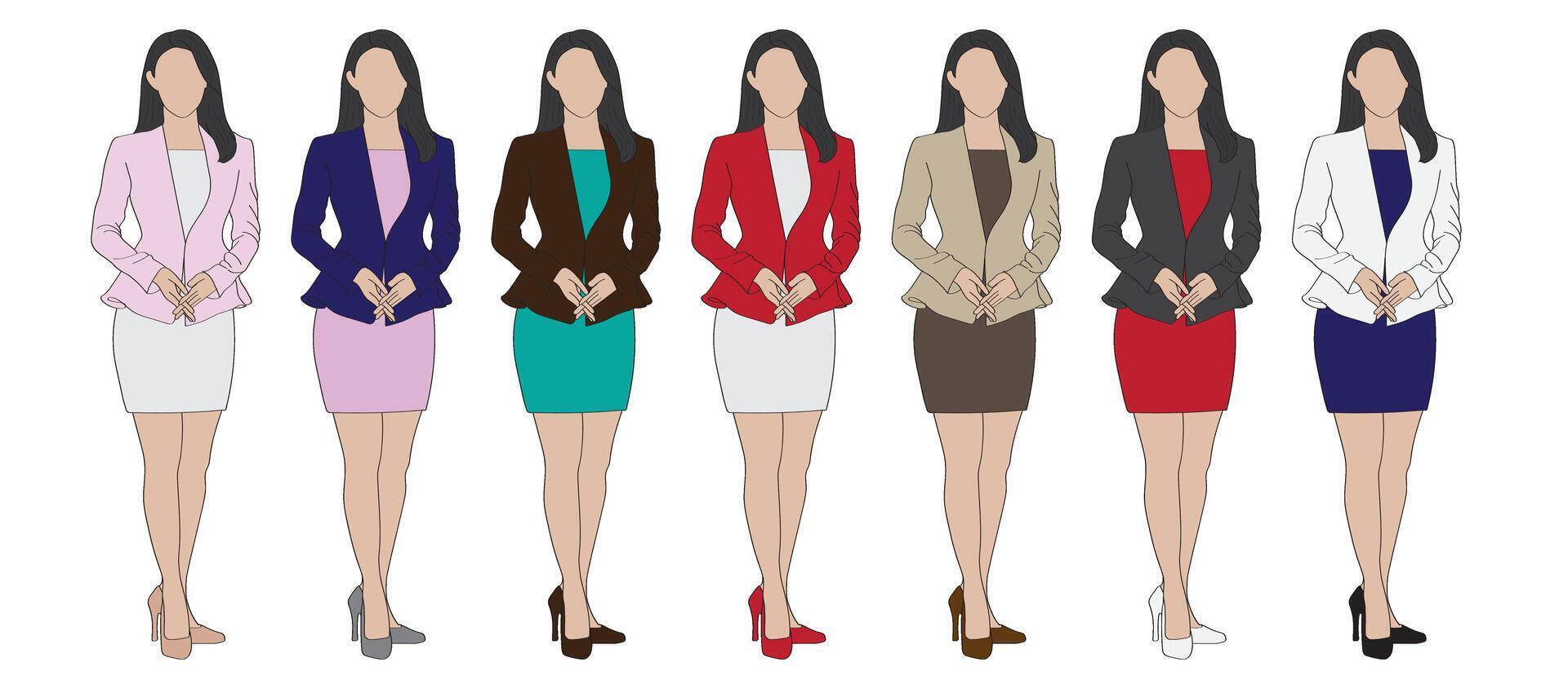 Business Women in Stylish Formal Attire Set vector