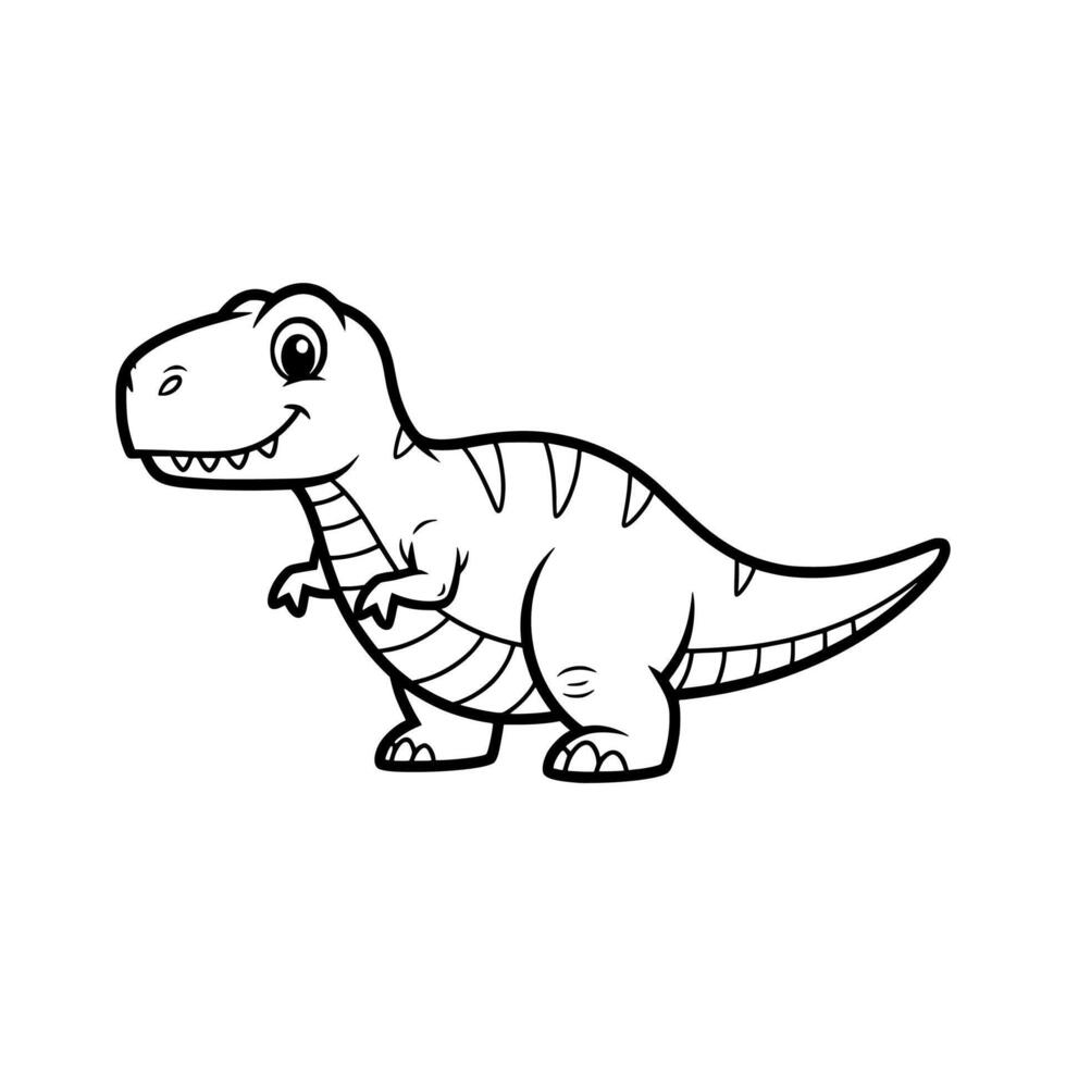 Smiling cartoon dinosaur with stripes and strong tail for playful kids designs. Illustration vector