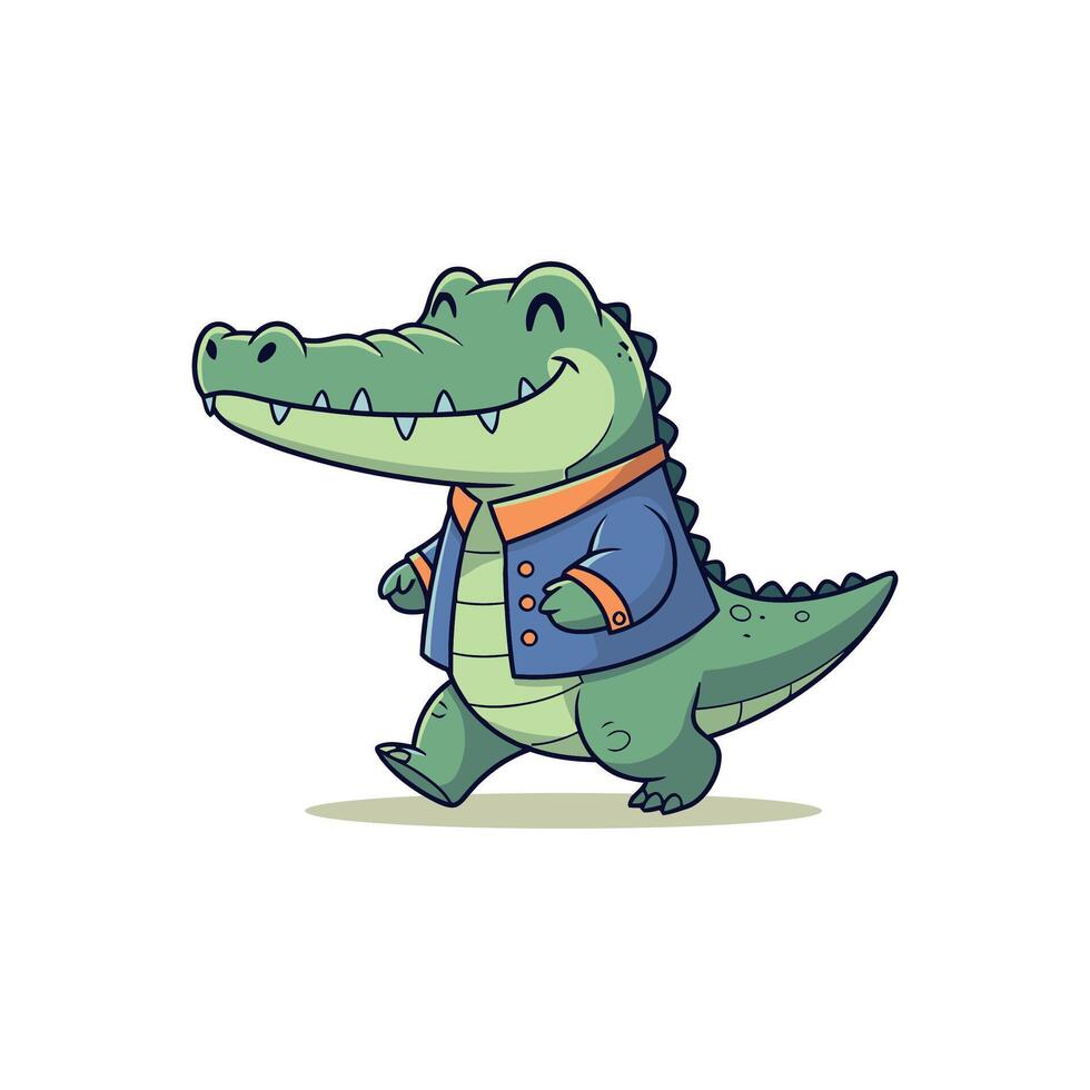 Cartoon alligator in a jacket vector
