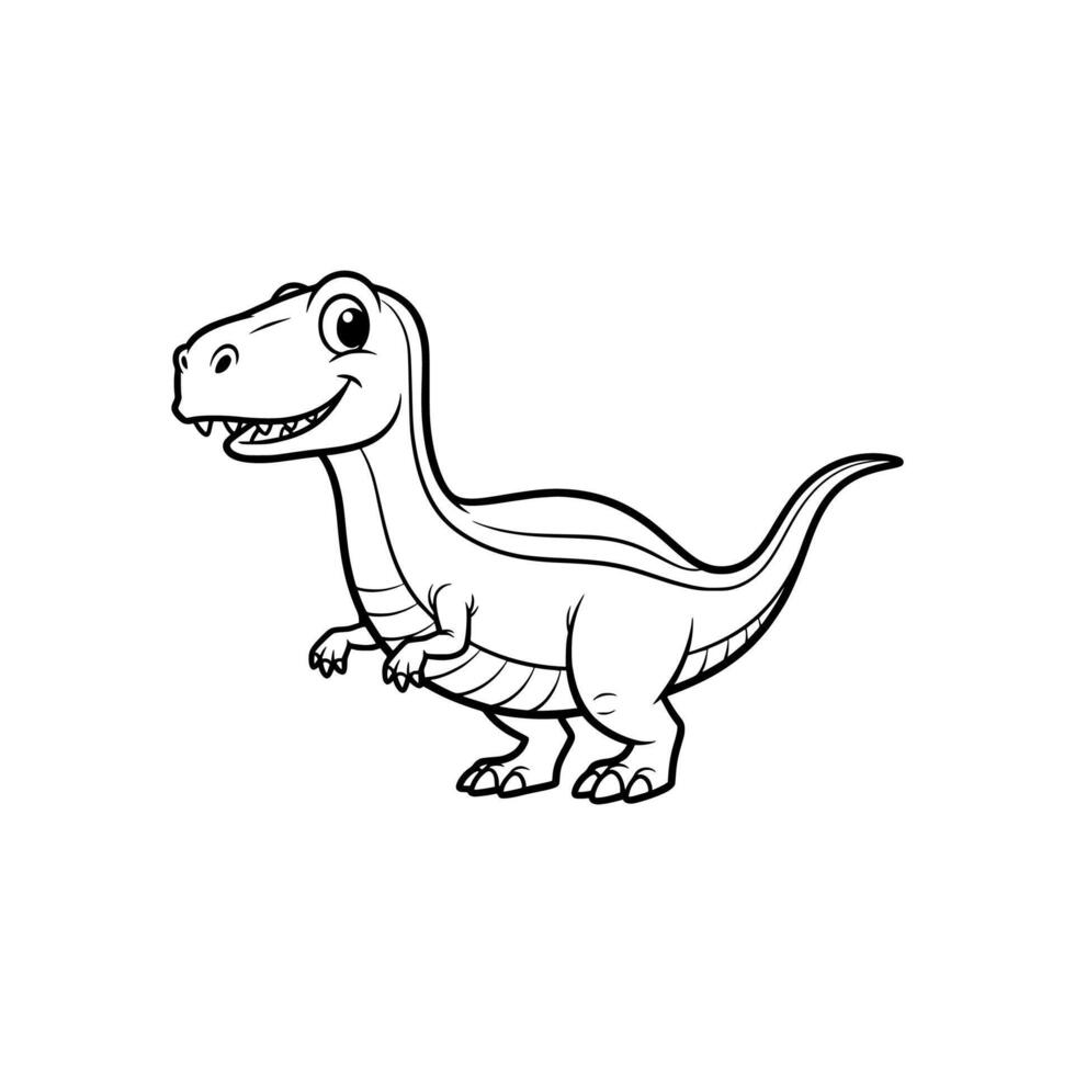 Cute cartoon dinosaur standing with smile and small arms, perfect for kids and educational themes. Illustration vector
