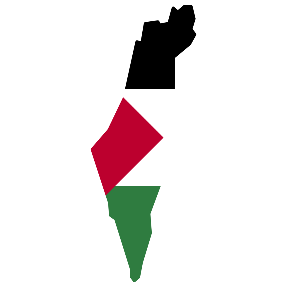 Palestine map with flag isolated on transparent background png