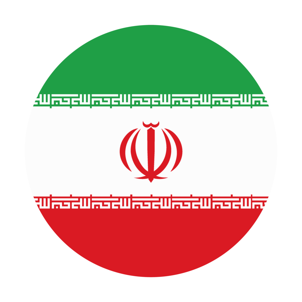 Iran circle flag.Iran flag button isolated on transparent background png