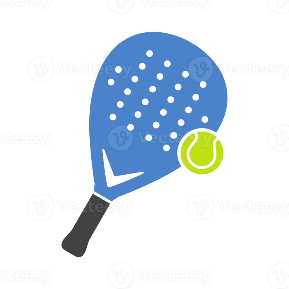 Illustration icon of padel racket and ball with simple and modern design in blue color png