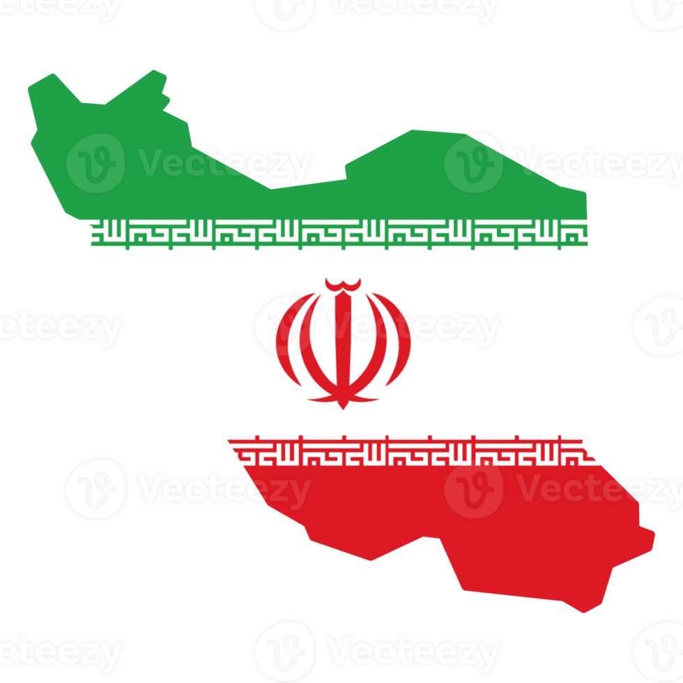 Iran map with flag isolated on transparent background png