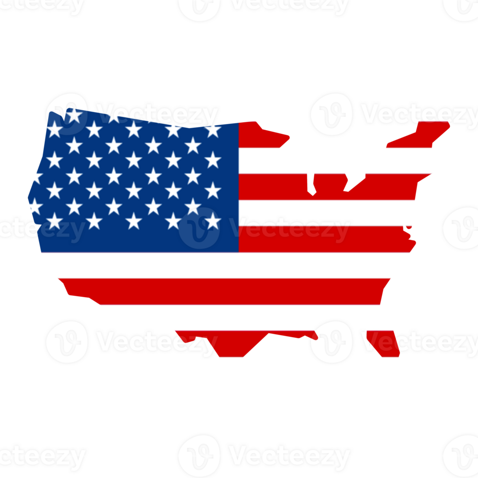 USA map with flag isolated on transparent background png