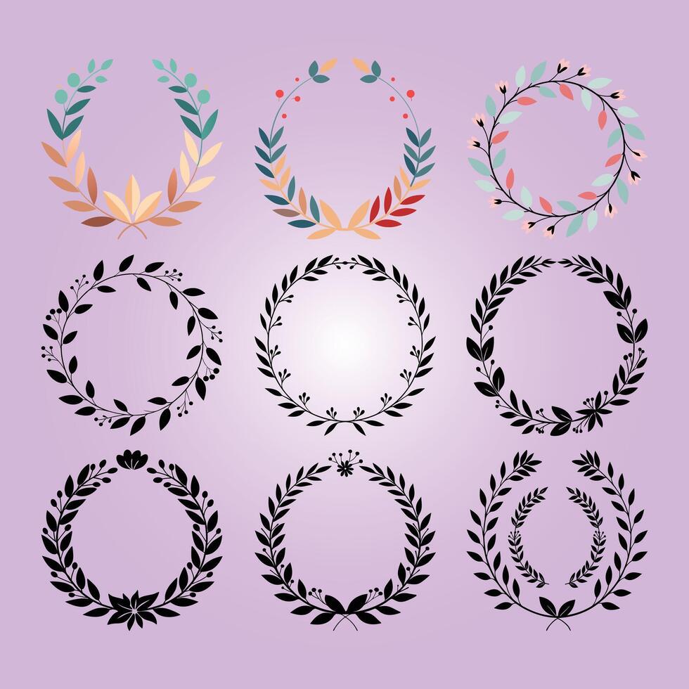 A set of realistic wedding floral art vector