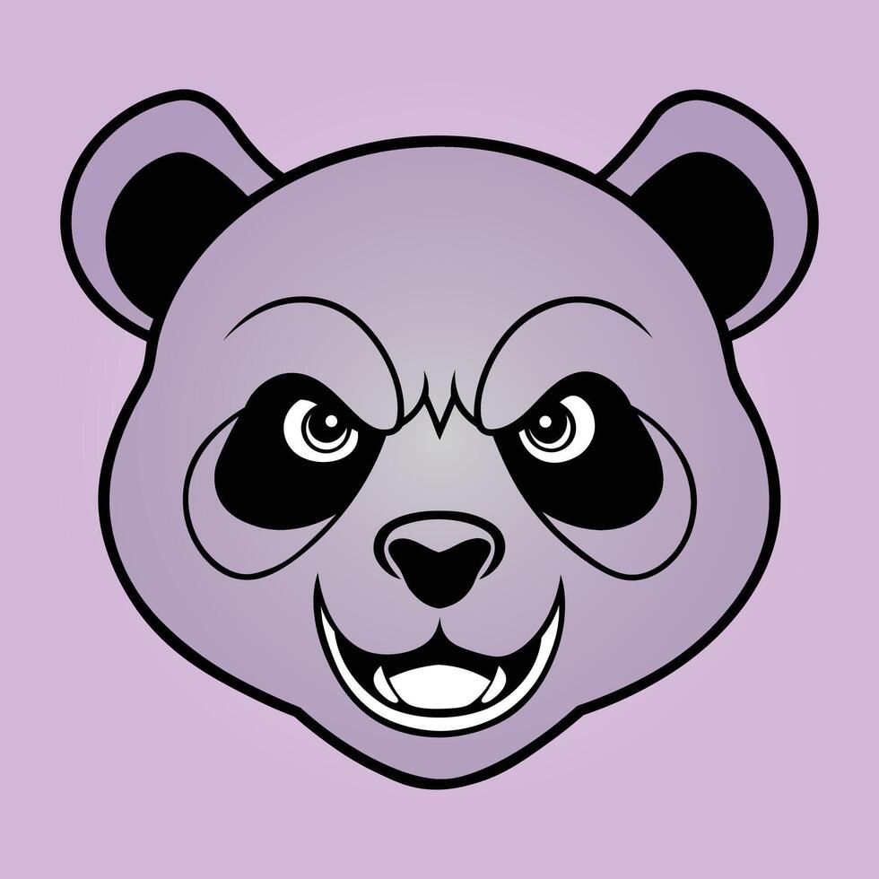 Angry panda head icon illustrations vector